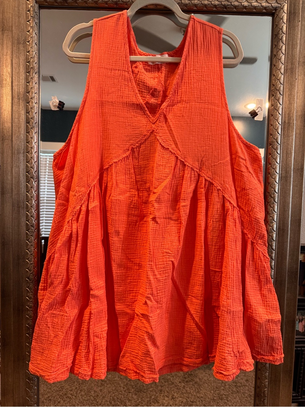 Impressions Sleeveless V-Neck Mini Dress in Orange